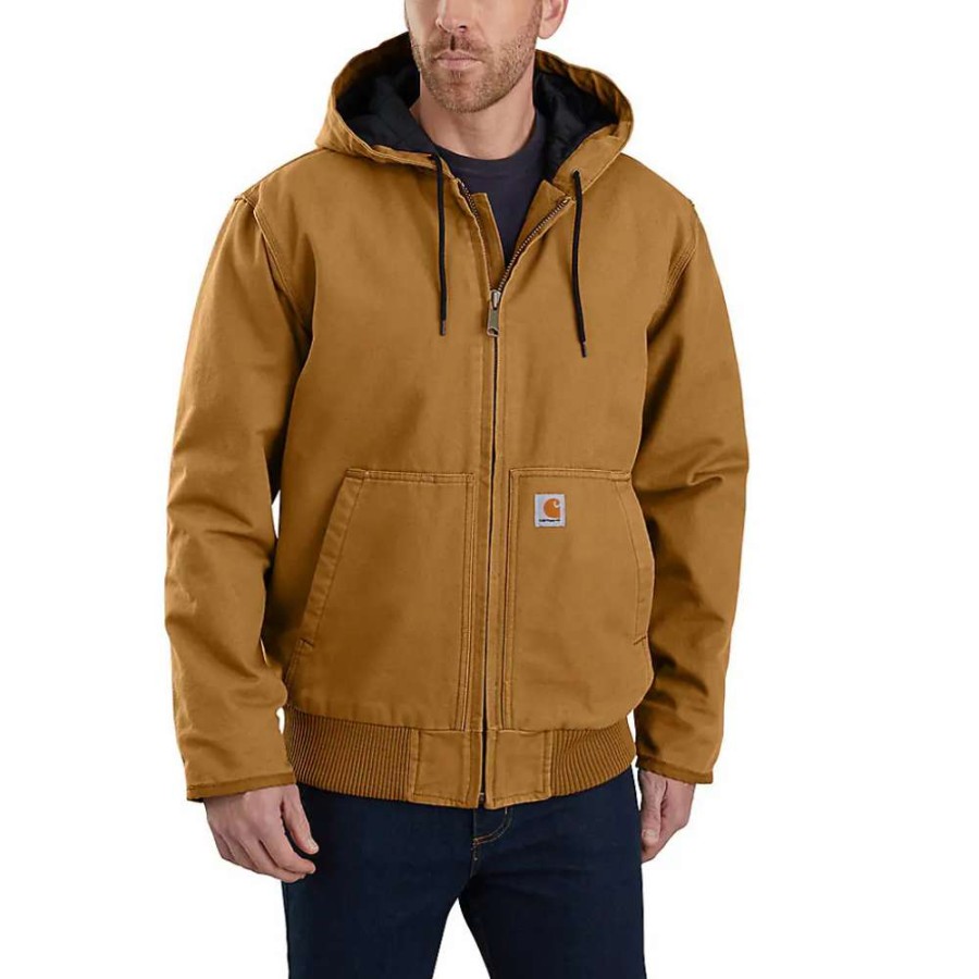 Fr/Work * | Carhartt Mens Loose Fit Washed Duck Jacket 104050-Brn