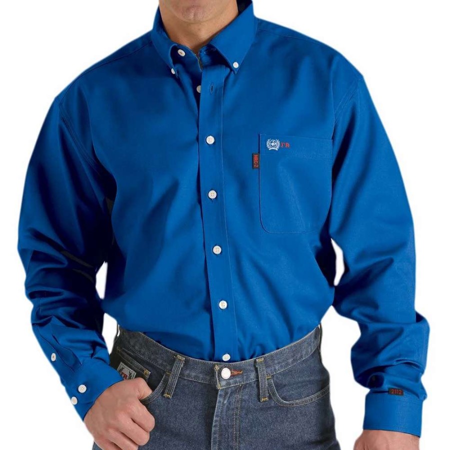 Fr/Work * | Cinch Mens Fr Solid Blue Button Down Shirt Wlw3001011-Roy