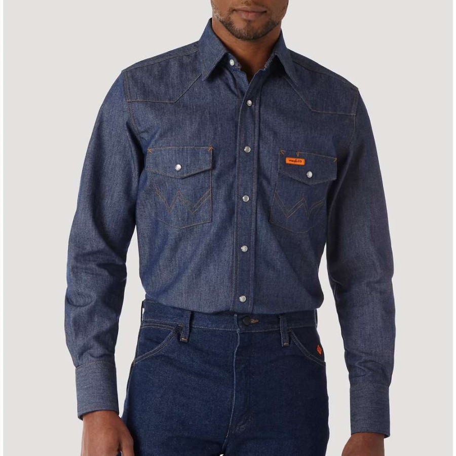 Fr/Work * | Wrangler Mens Fr Long Sleeve Denim Work Shirt 10Fr12127